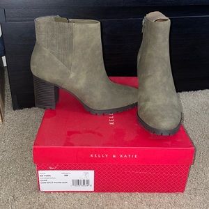 Kelly and Katie olive colored heeled boots. Size 8.